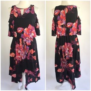 🔥Apt. 9 Floral Print Cold Shoulder Hi Low Dress